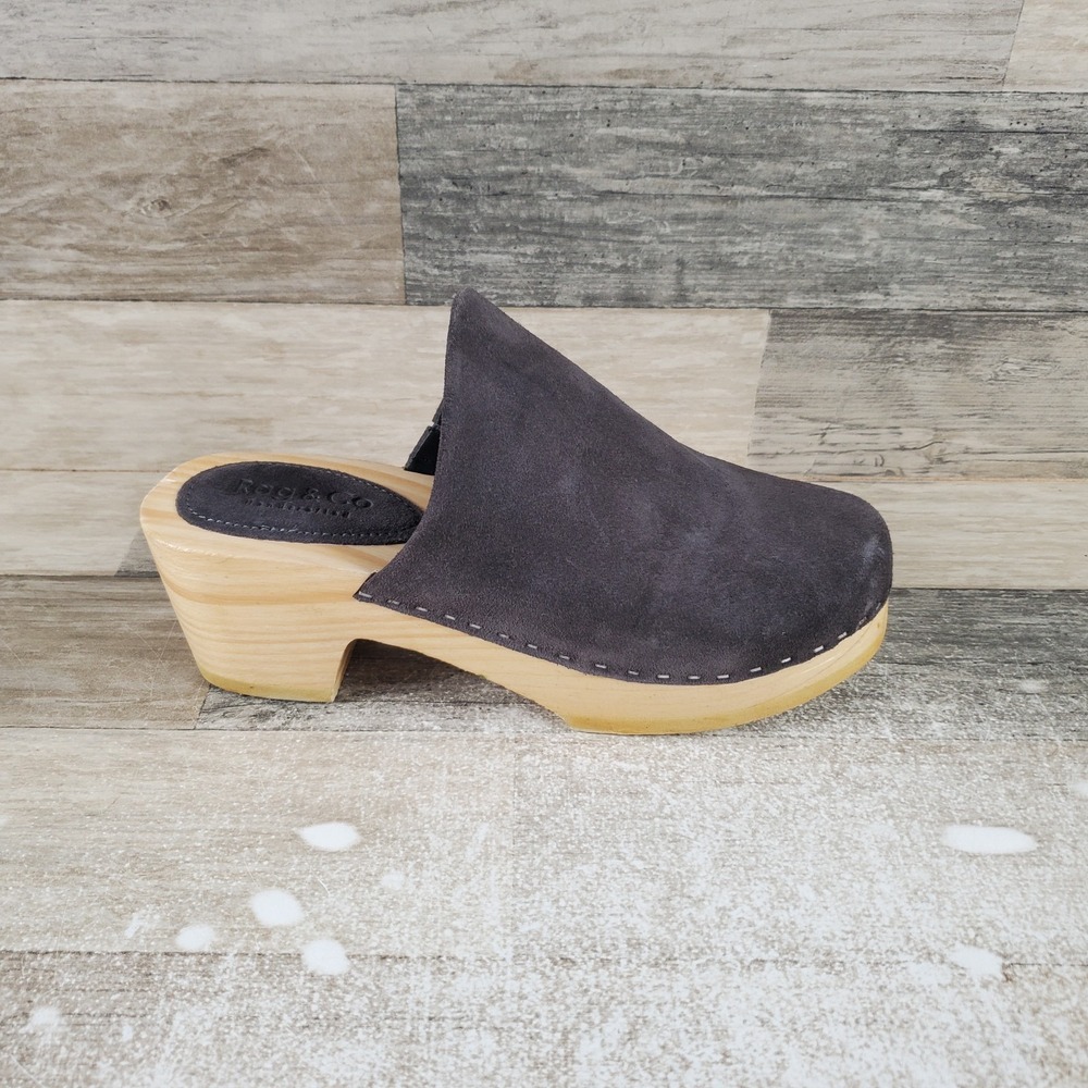 Rag & Co Darcie Womens Clogs Sz 7 Suede Wooden Block Heel Slip-On Round Toe